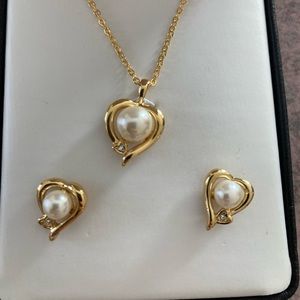 Vintage Heart Shaped Earring and Necklace Set